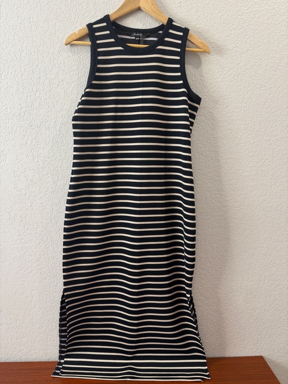 Charlies Black and White Striped Sleeveless Midi Dress